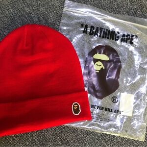 Bape Red Beanie Hat